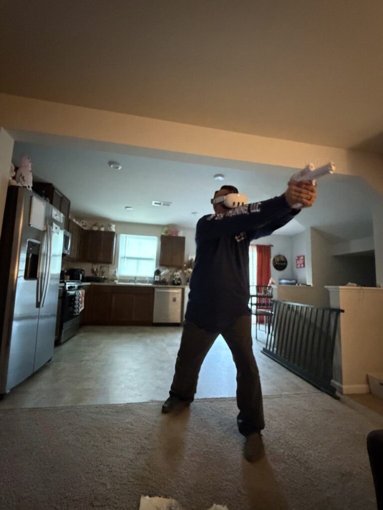 Instructor practicing with the Meta Quest 3 virtual reality headset